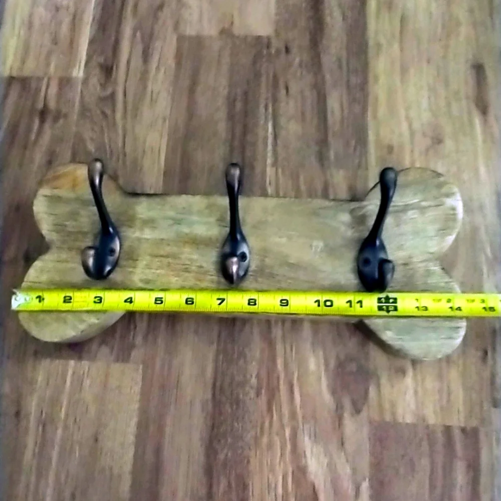 Solid Wood Hanging Hook Dog Bone Design